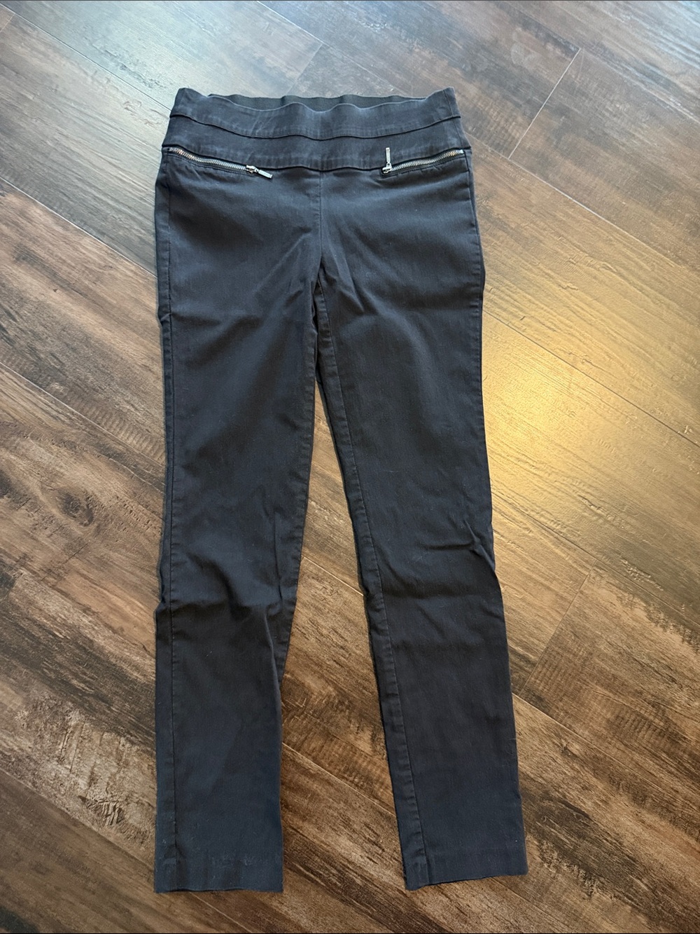 Candie's Black Slim Ponte Ankle Pants with Zip Detail